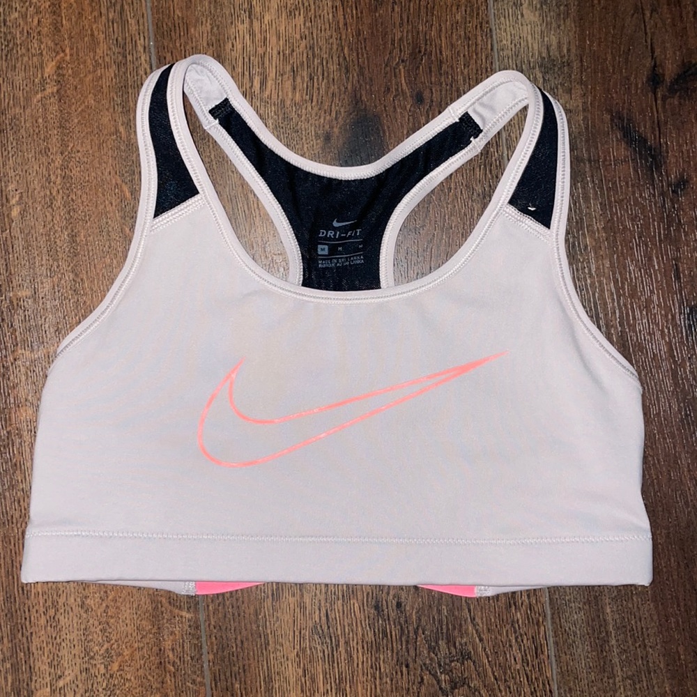 NIKE— SPORTS BRA— TAN— PINK— DRIFIT— SIZE M